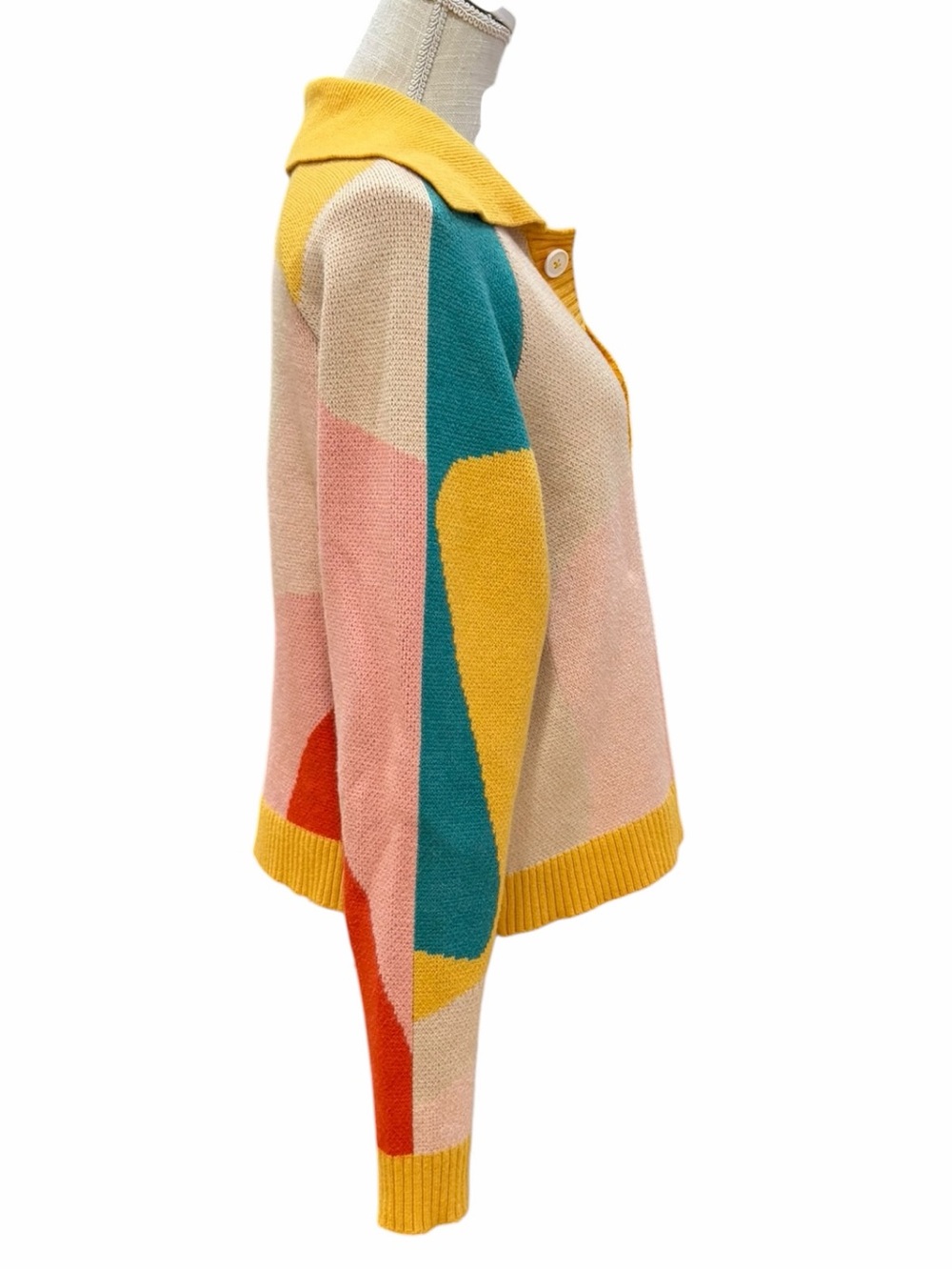 YITAI New Wave Abstract Colorblock Cardigan Sweater XS - Picture 4 of 11